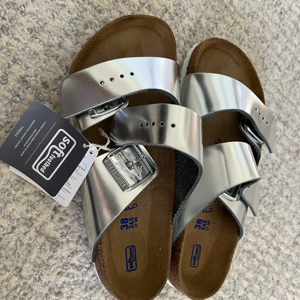 Arizona Soft Footbed - Metallic Leather Birkenstocks. Brand new with tags